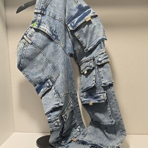 Women's Light Blue Cargo Jeans